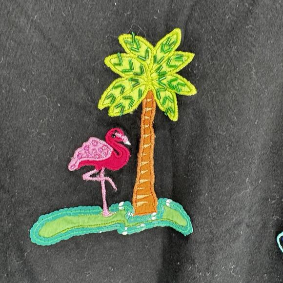 Michael Simon sweater vest womens 3x black palm tree flamingo beachy tropical - Picture 2 of 5